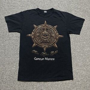 Cancun Mexico Aztec Gold Black Tee by Stedman Size M Graphic Shirt